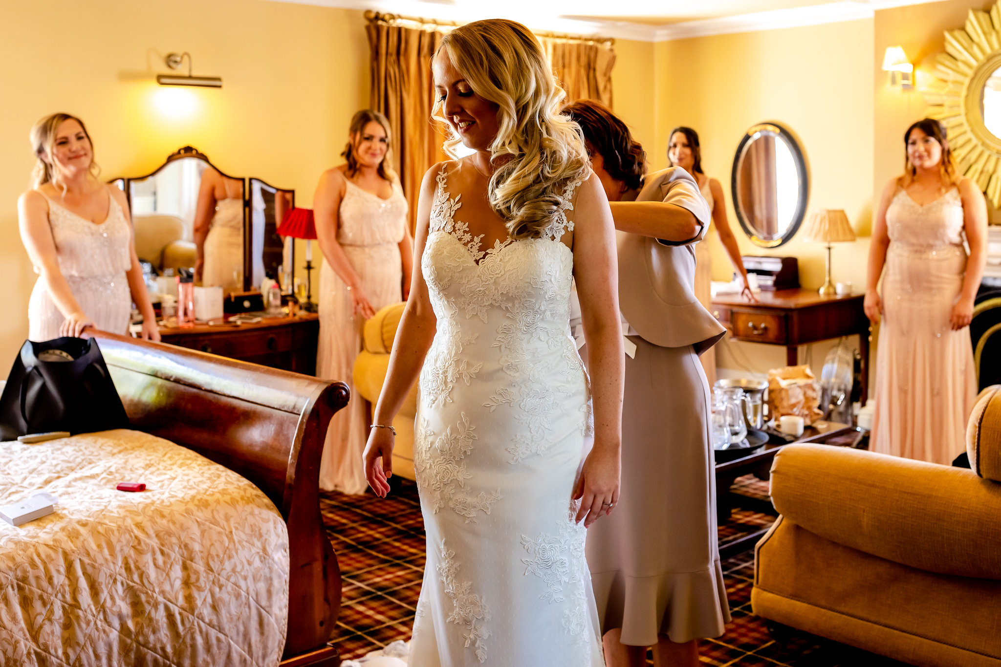 Bride and bridesmaids - Peterstone Court wedding