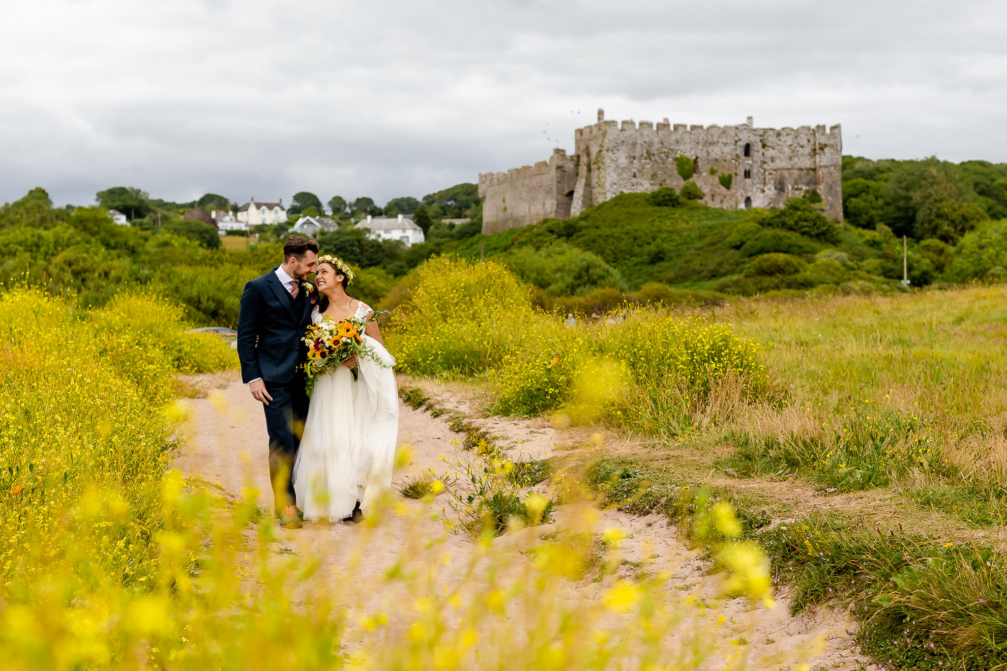 Manorbier Castle Wedding - Couple portrait 