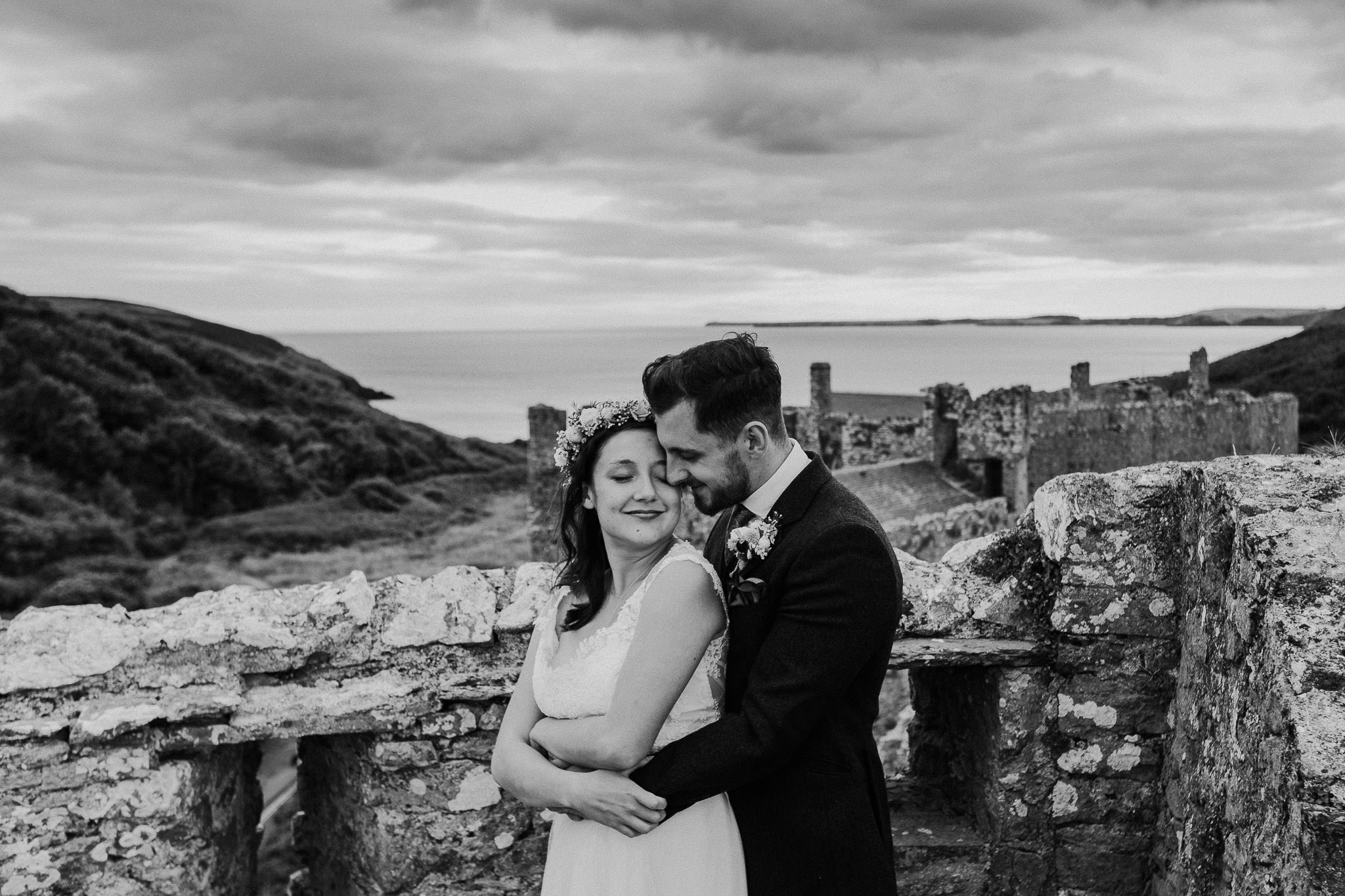 Manorbier Castle Wedding - Bride and Groom