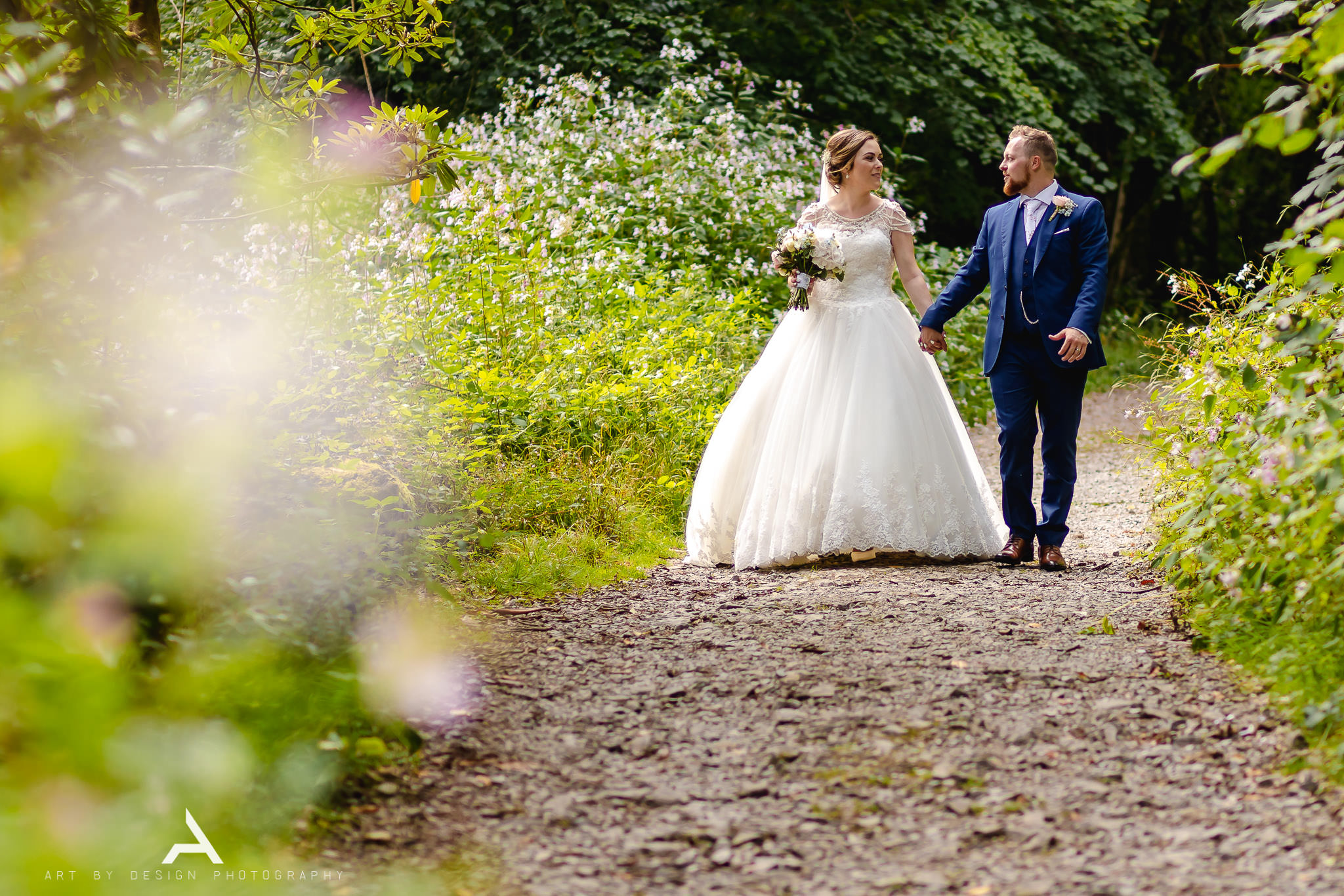 Bryngarw House Wedding - Bride and Groom in Gardens - Art by Design Photography