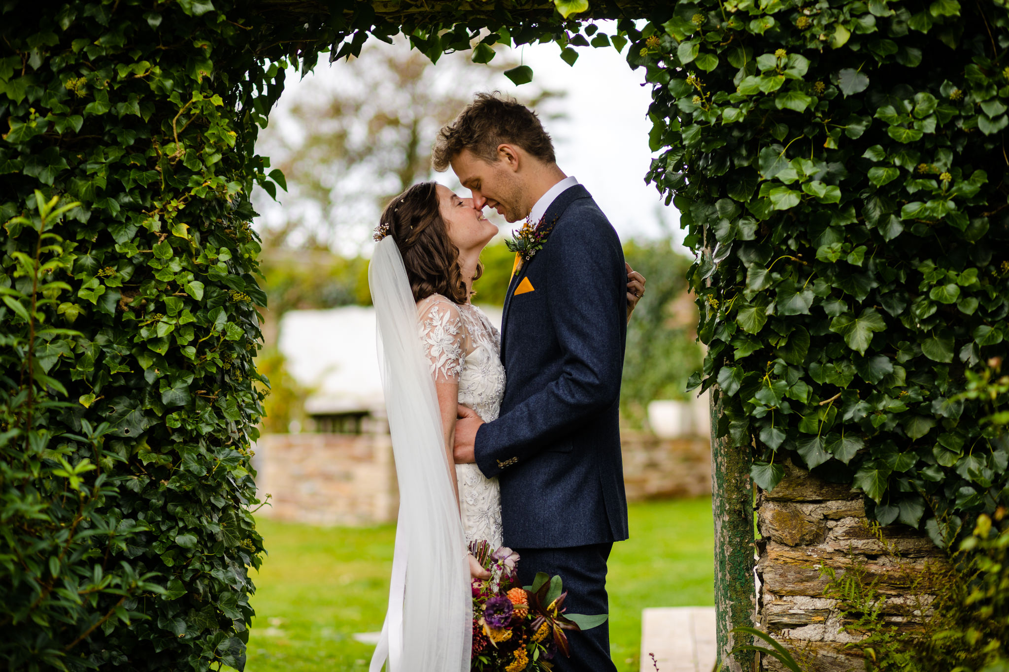 Bride and Groom - Intimate wedding at Treseren, Cornwall