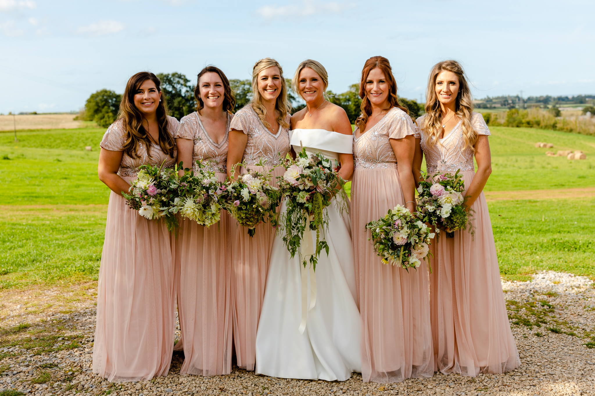 Huntstile Organic Farm Wedding in Somerset. Bridesmaids