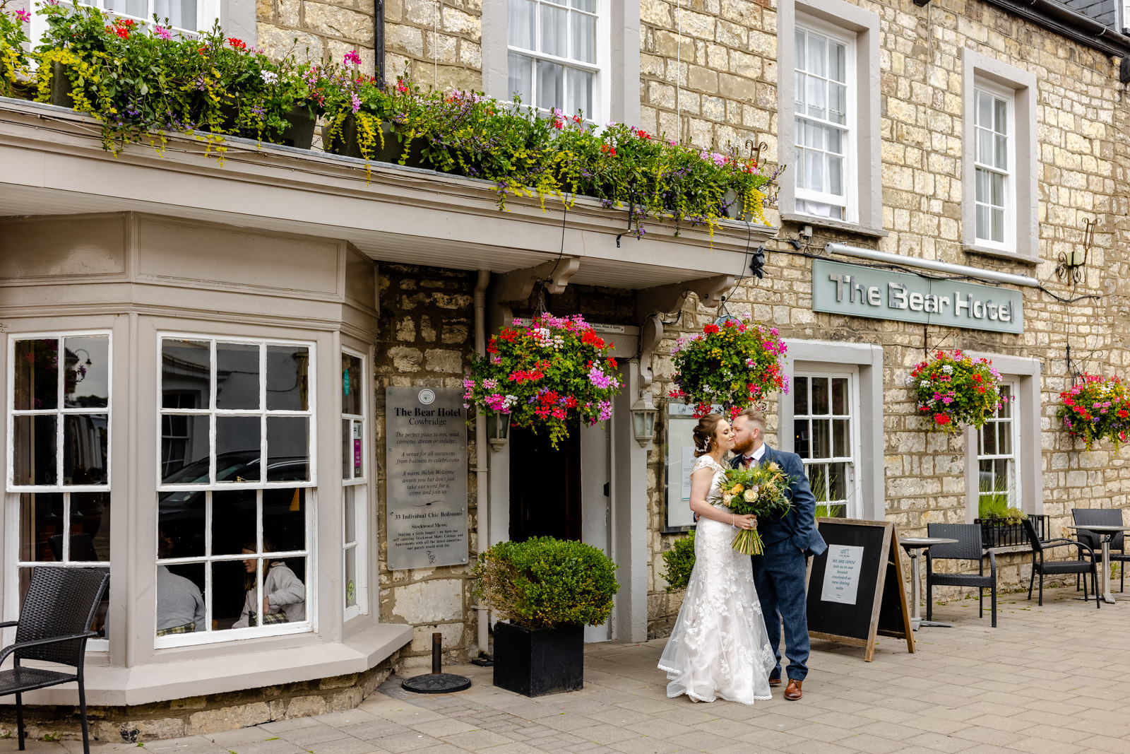 The Bear Hotel Wedding - Bride and Groom outside hotel