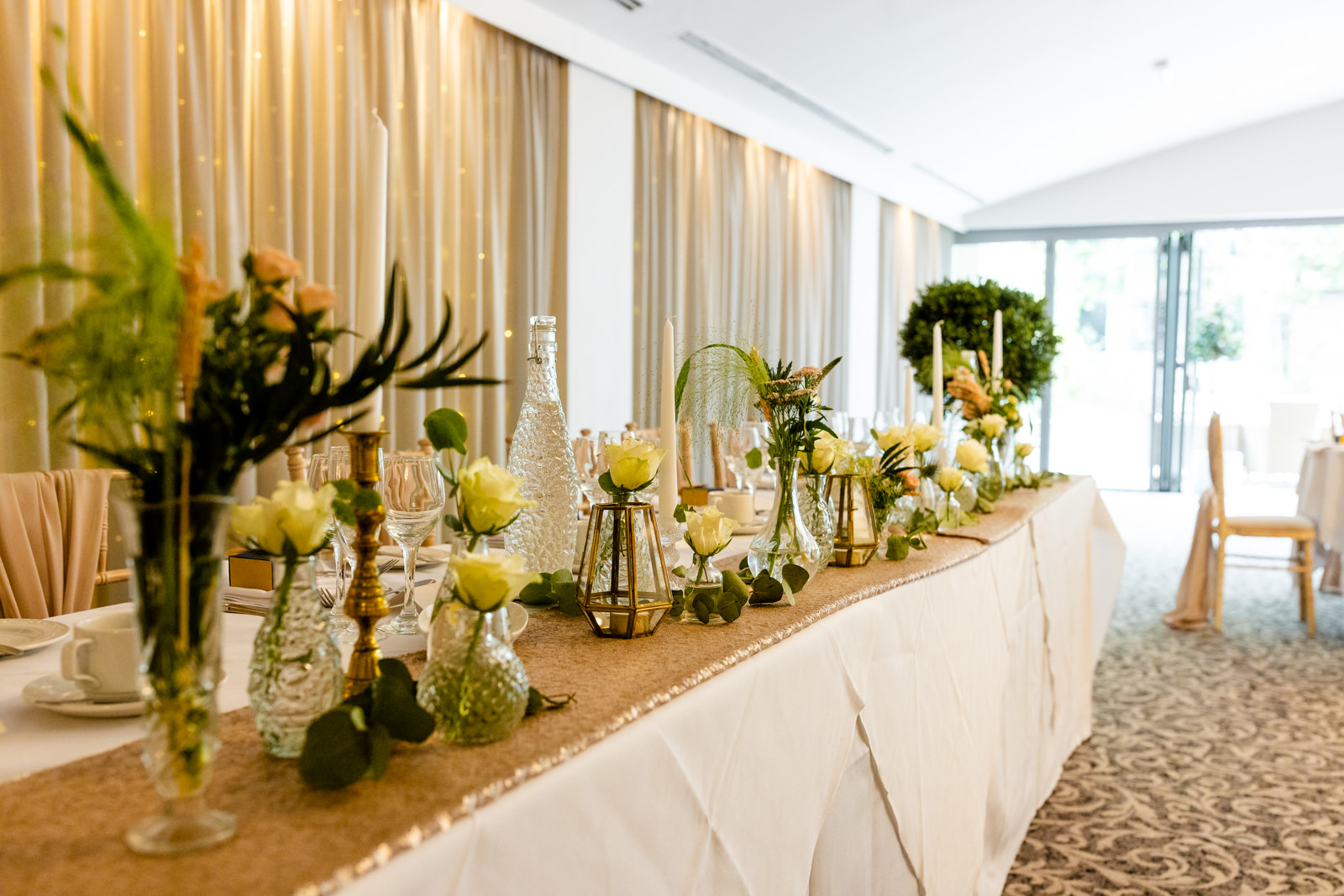 The Bear Hotel wedding table decorations - Head table