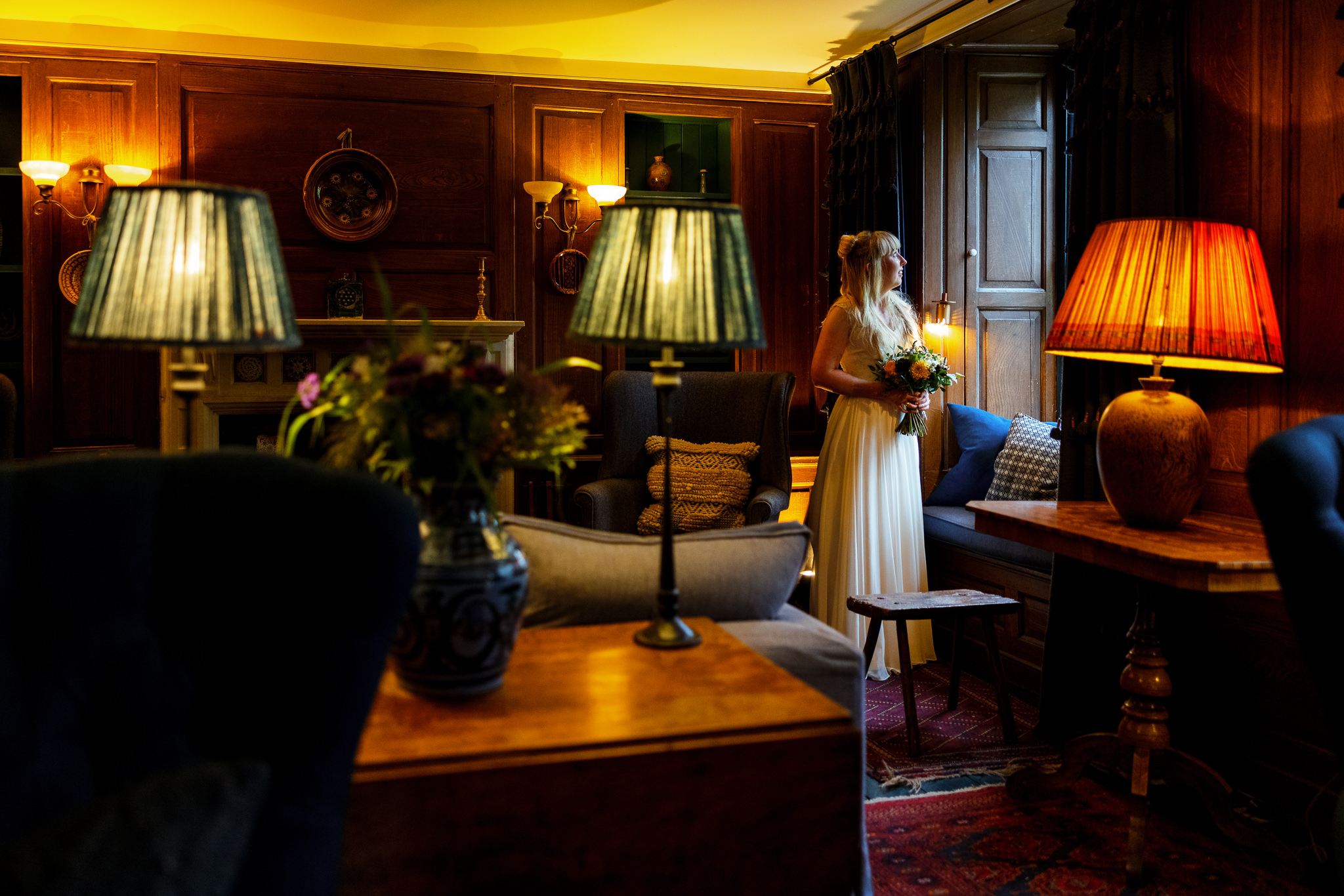Wedding at The Grove, Narbeth - Bride in Drawing Room