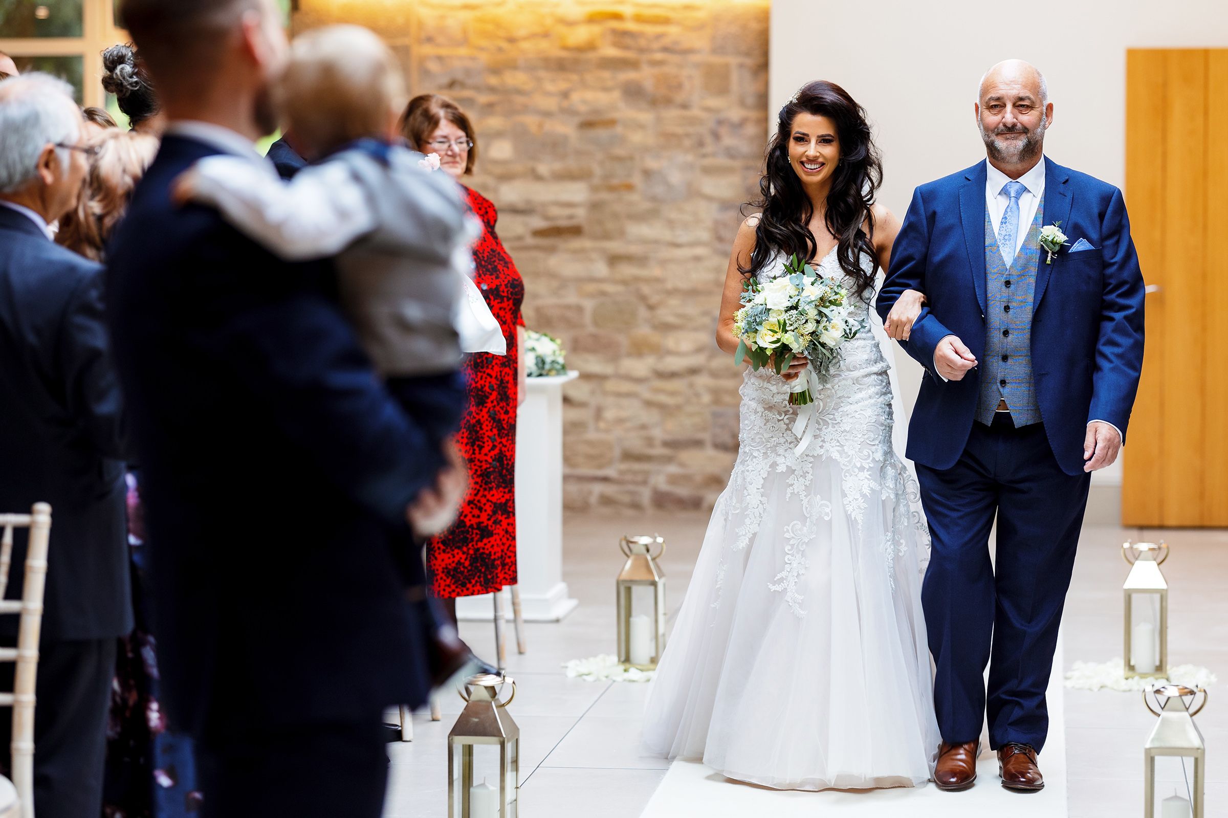 St Tewdrics House Wedding - Bride entering the courtyard 