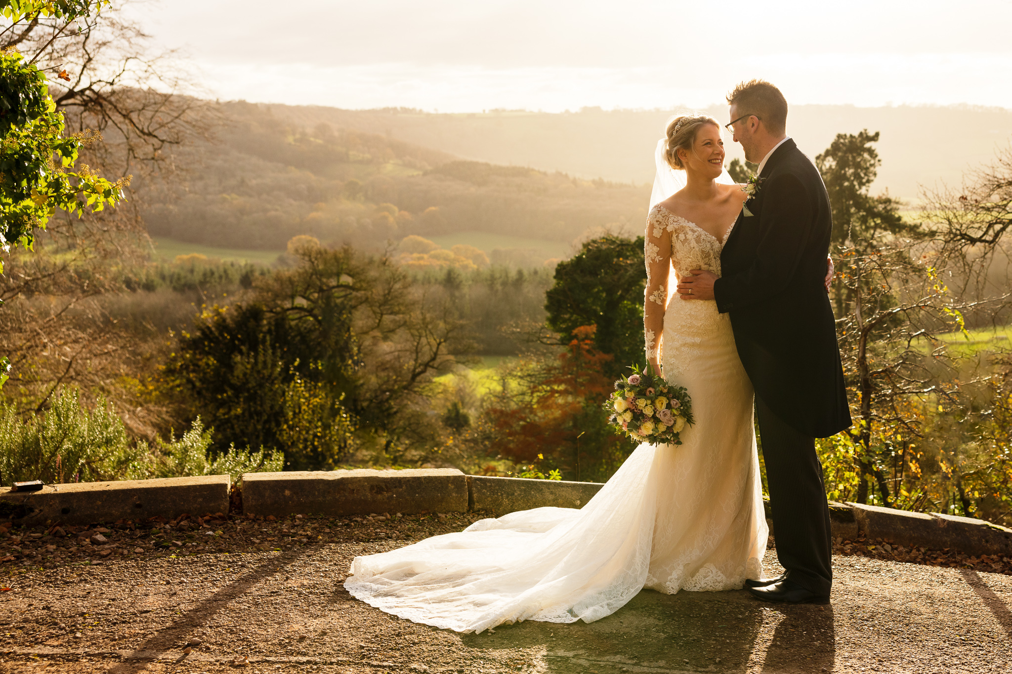 Caer Llan Wedding - Bridal and groom