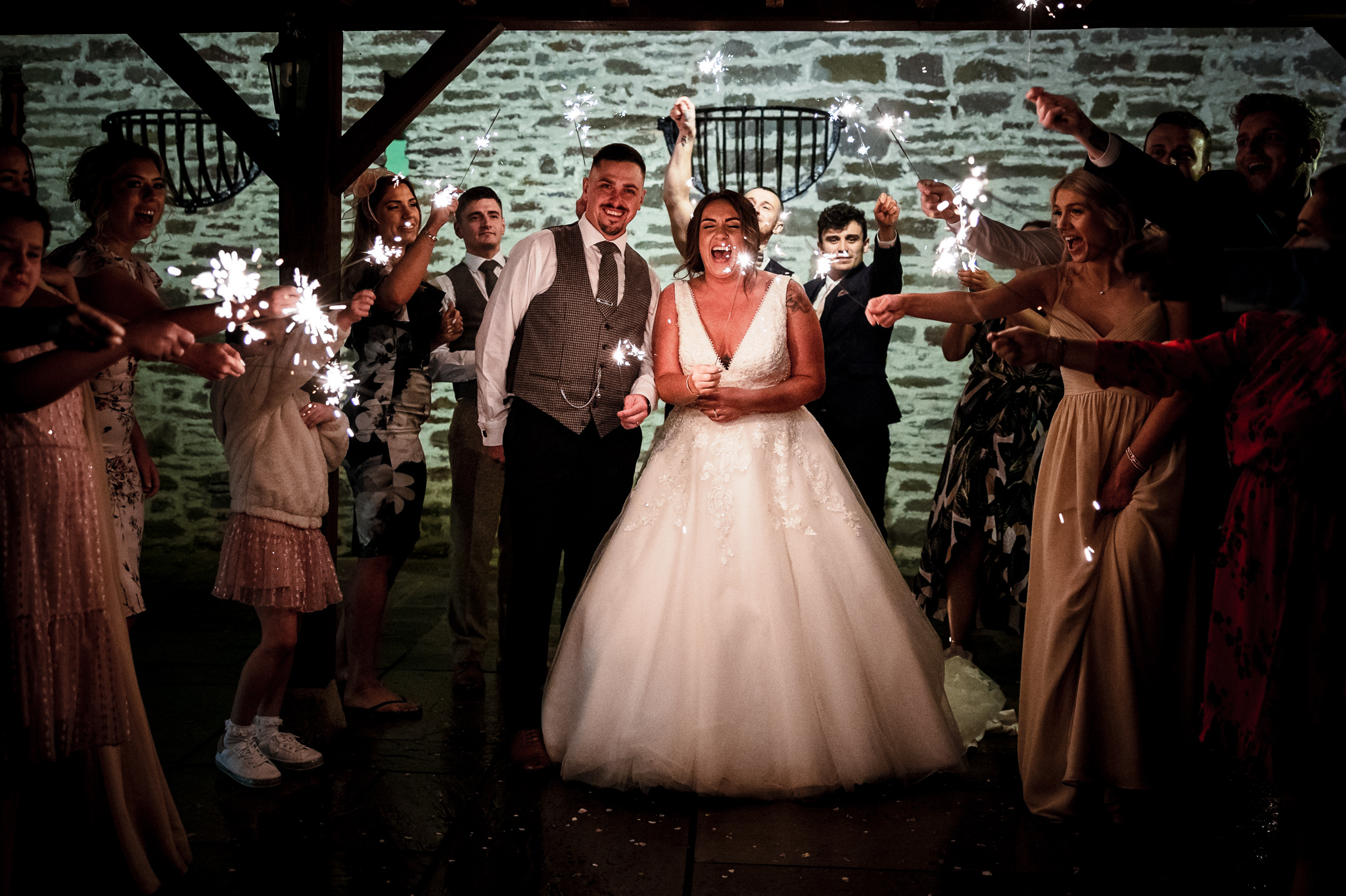 The Barn at Brynich Wedding - Sparklers