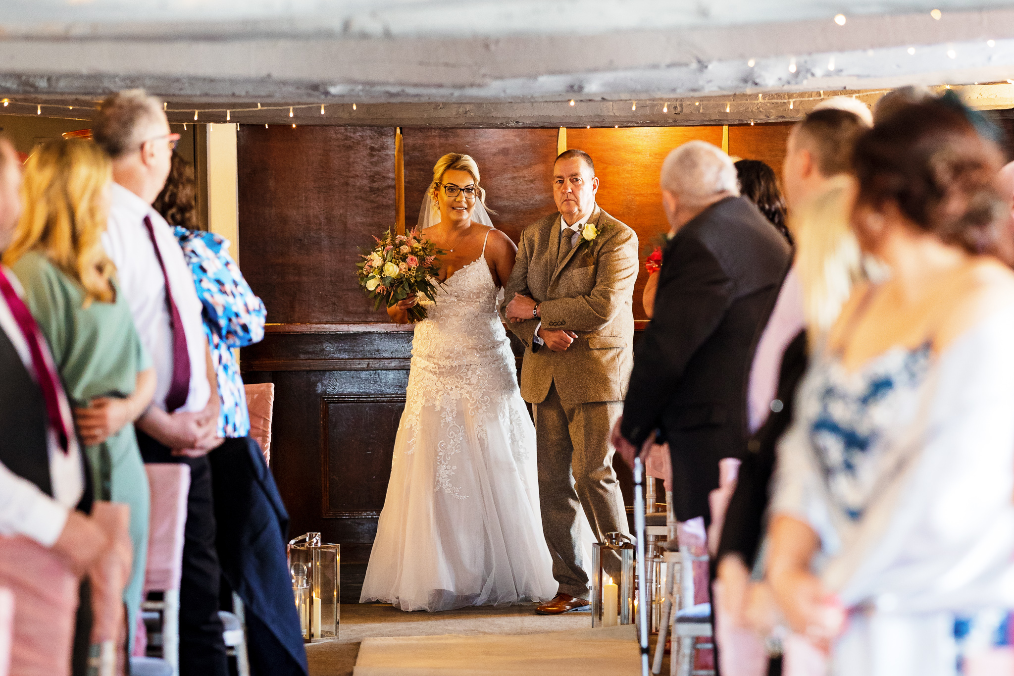 Llechwen Hall Hotel Wedding. Bride and dad arrival