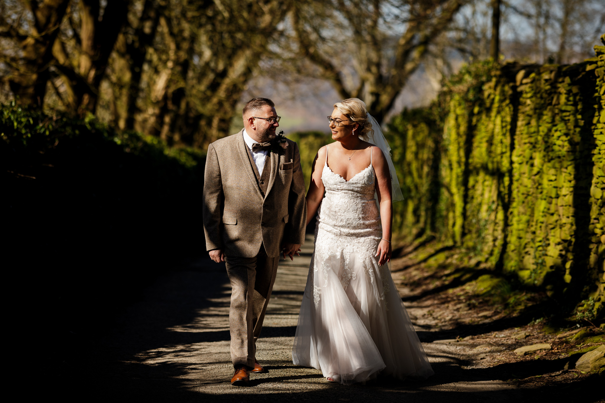 Llechwen Hall Hotel wedding. Bride and Groom natural portrait