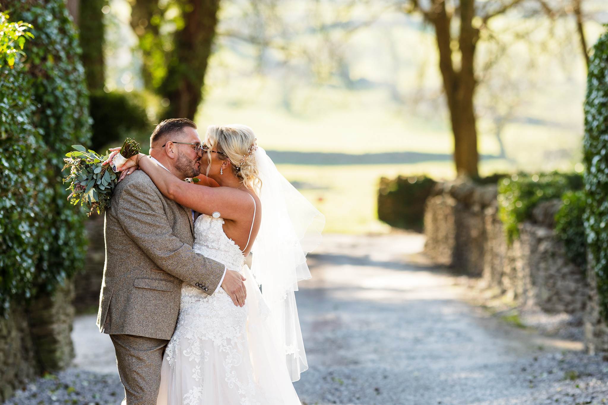 Llechwen Hall Hotel wedding. Bride and Groom natural portrait