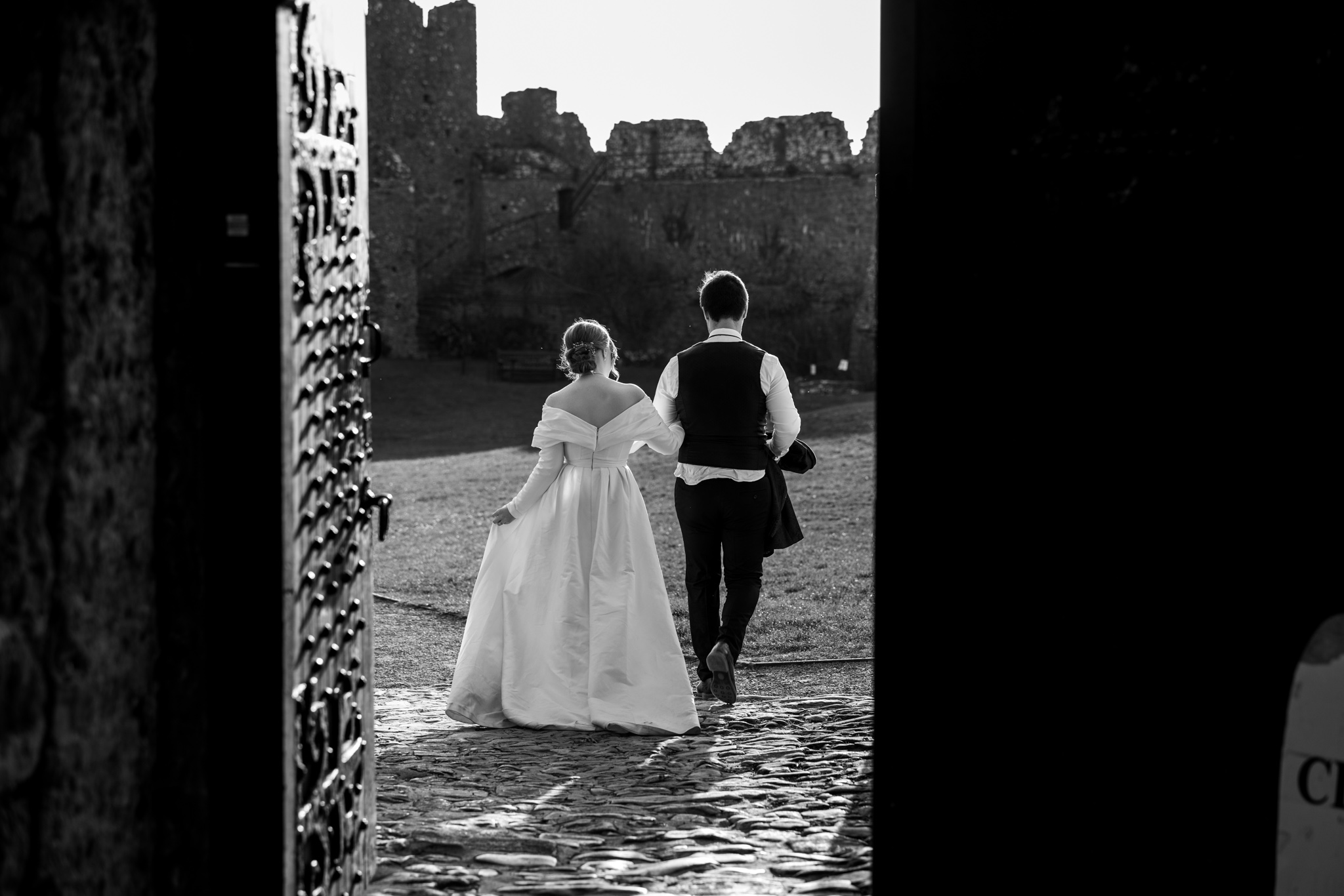 Manorbier Castle Wedding - Couple in grounds