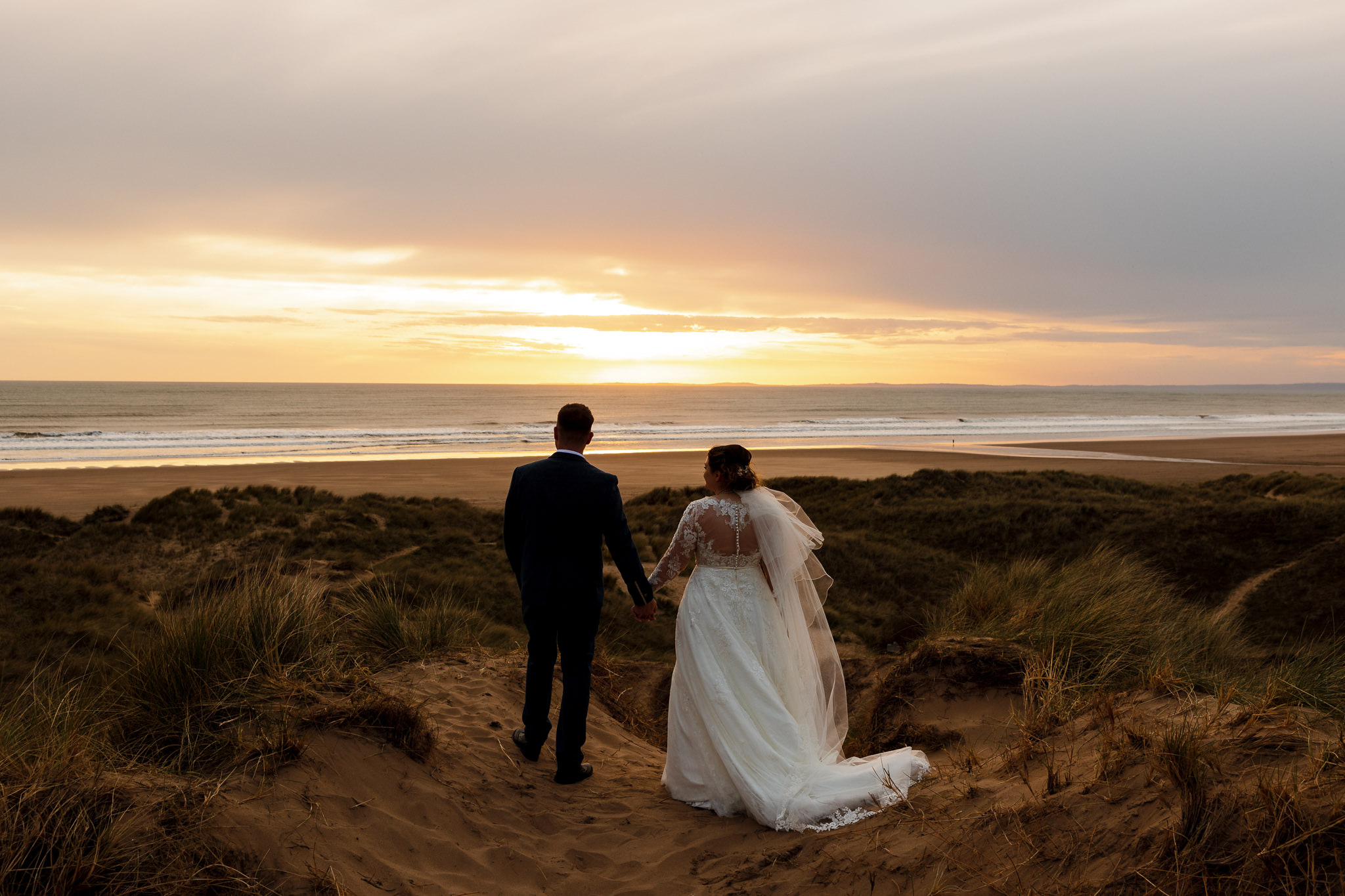 Oldwalls wedding photographer - Sunset portraits at Llangenith