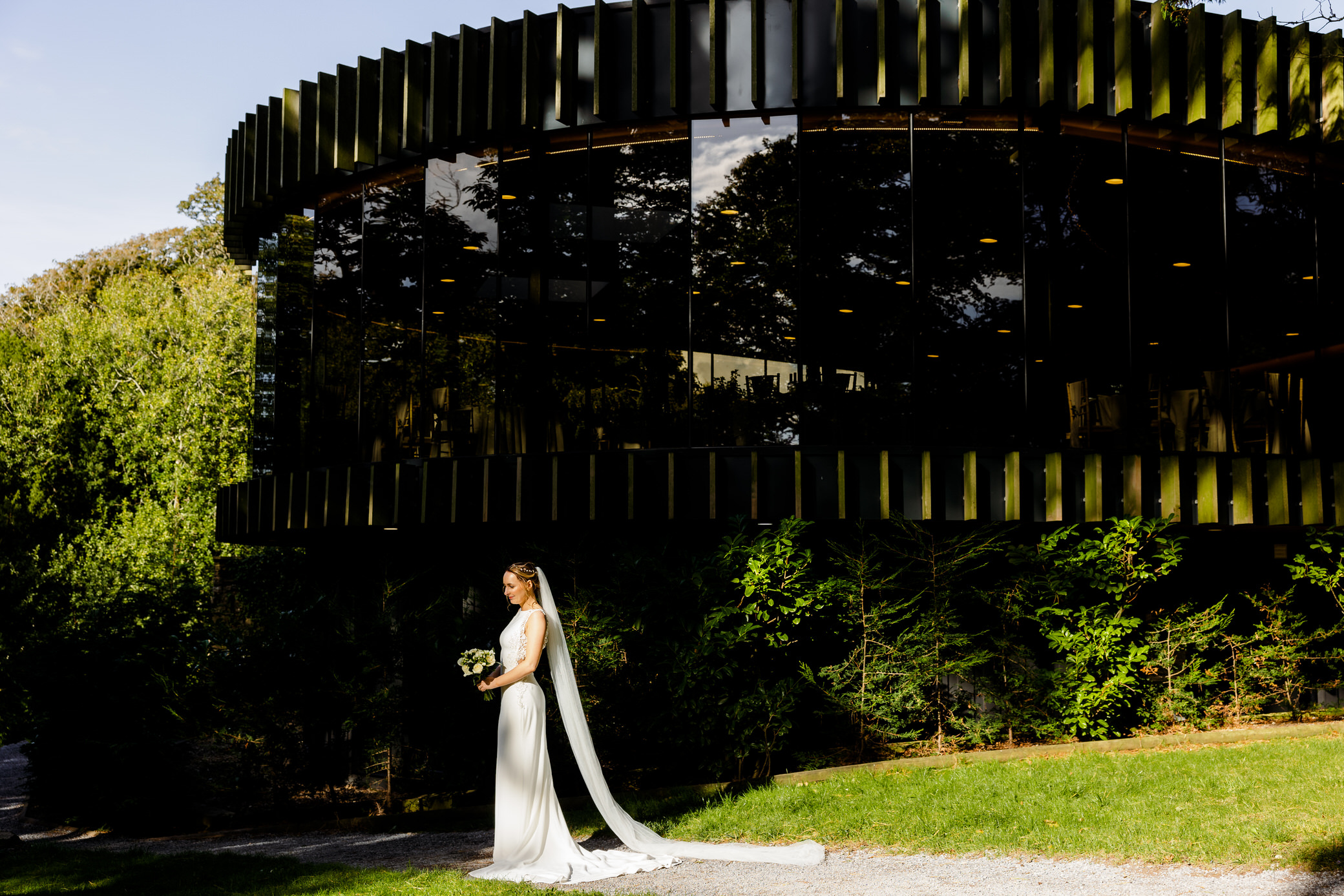 Fairyhill wedding photographer - Bride in front of K room