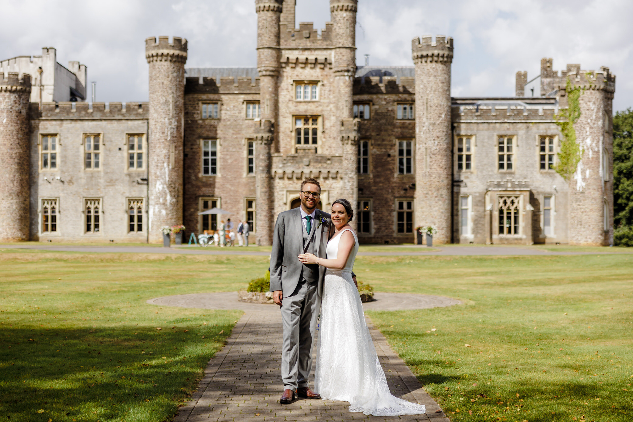 Hensol Castle Wedding - Bride and Groom in front of Castle