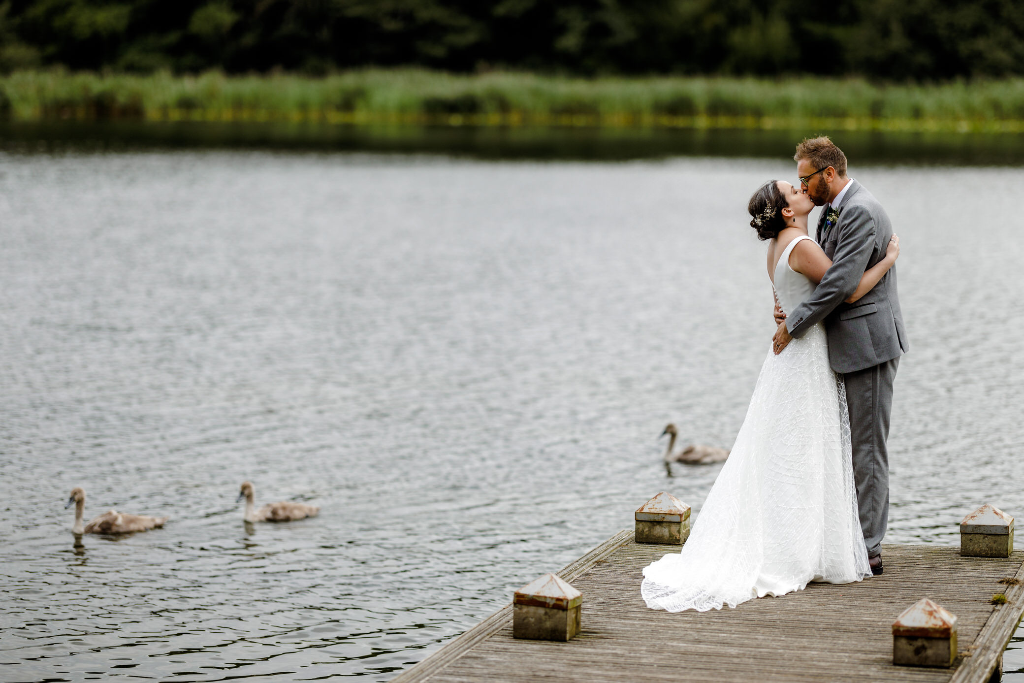 Hensol Castle Wedding - Bride and Groom at the lake