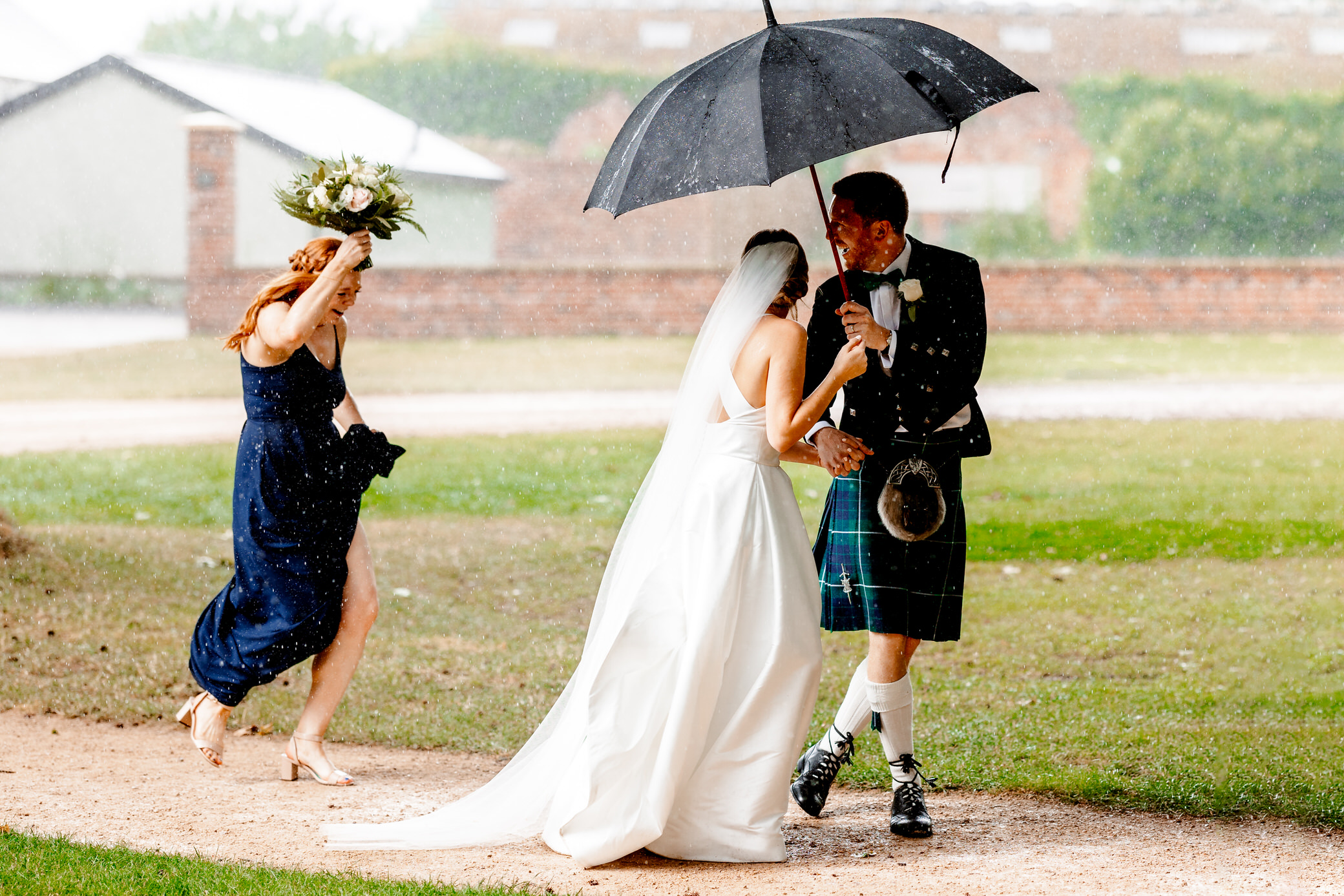Sant Ffread House Wedding - Escaping the rain