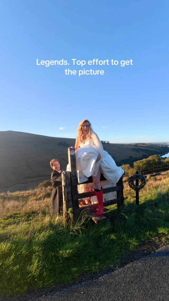Going that extra mile to get the picture. I love my couples 😘 

#weddingphotographerwales #breconwedding #funweddingphotographer #brideinwellies